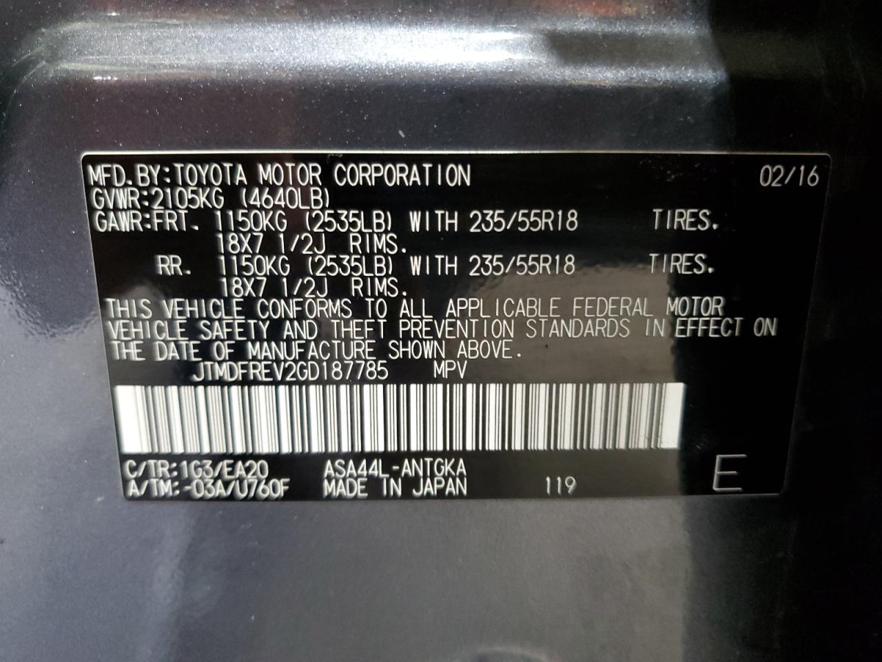 2016 TOYOTA RAV4