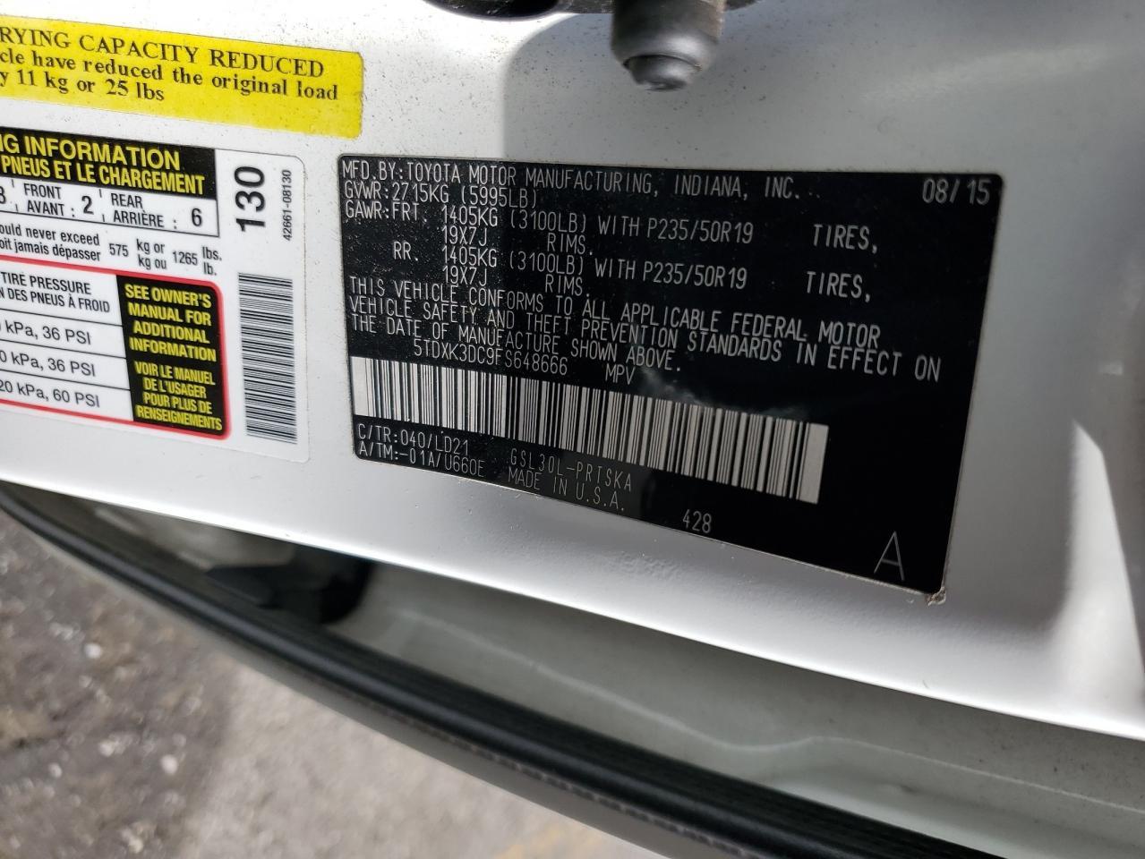 2015 TOYOTA SIENNA