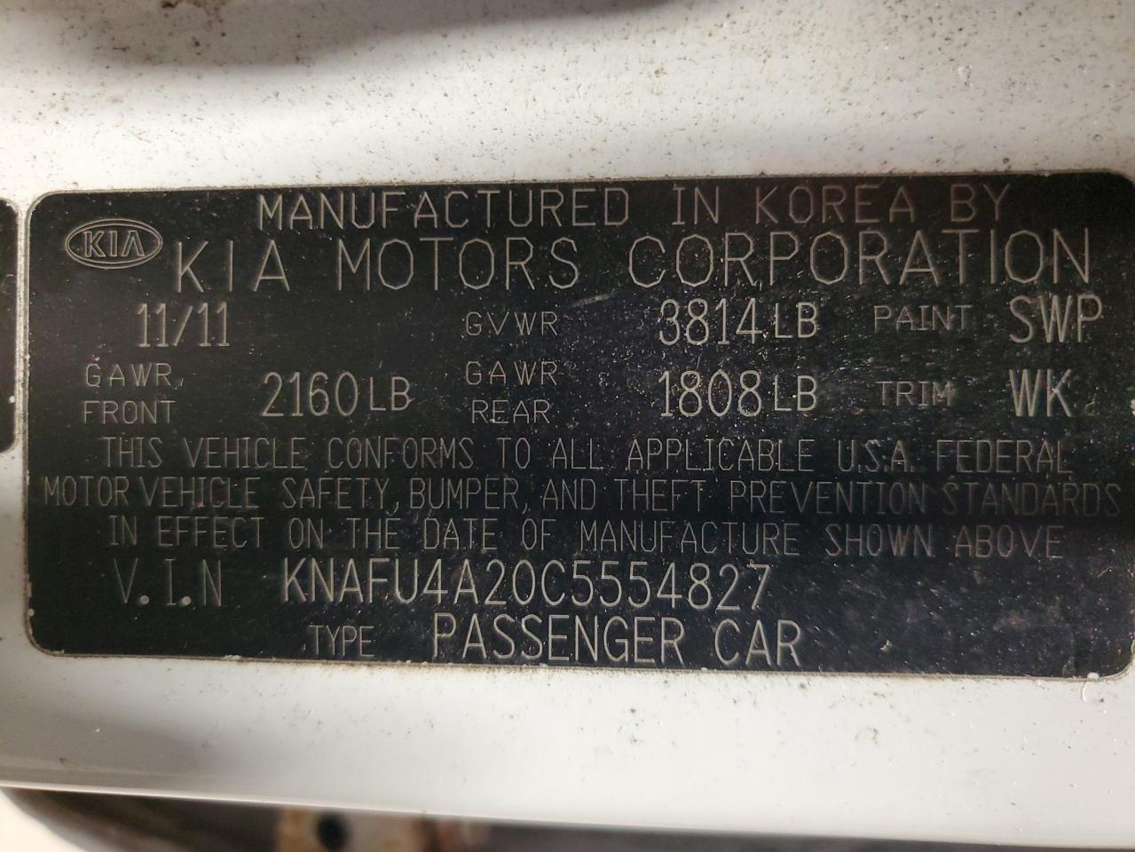 2012 KIA FORTE