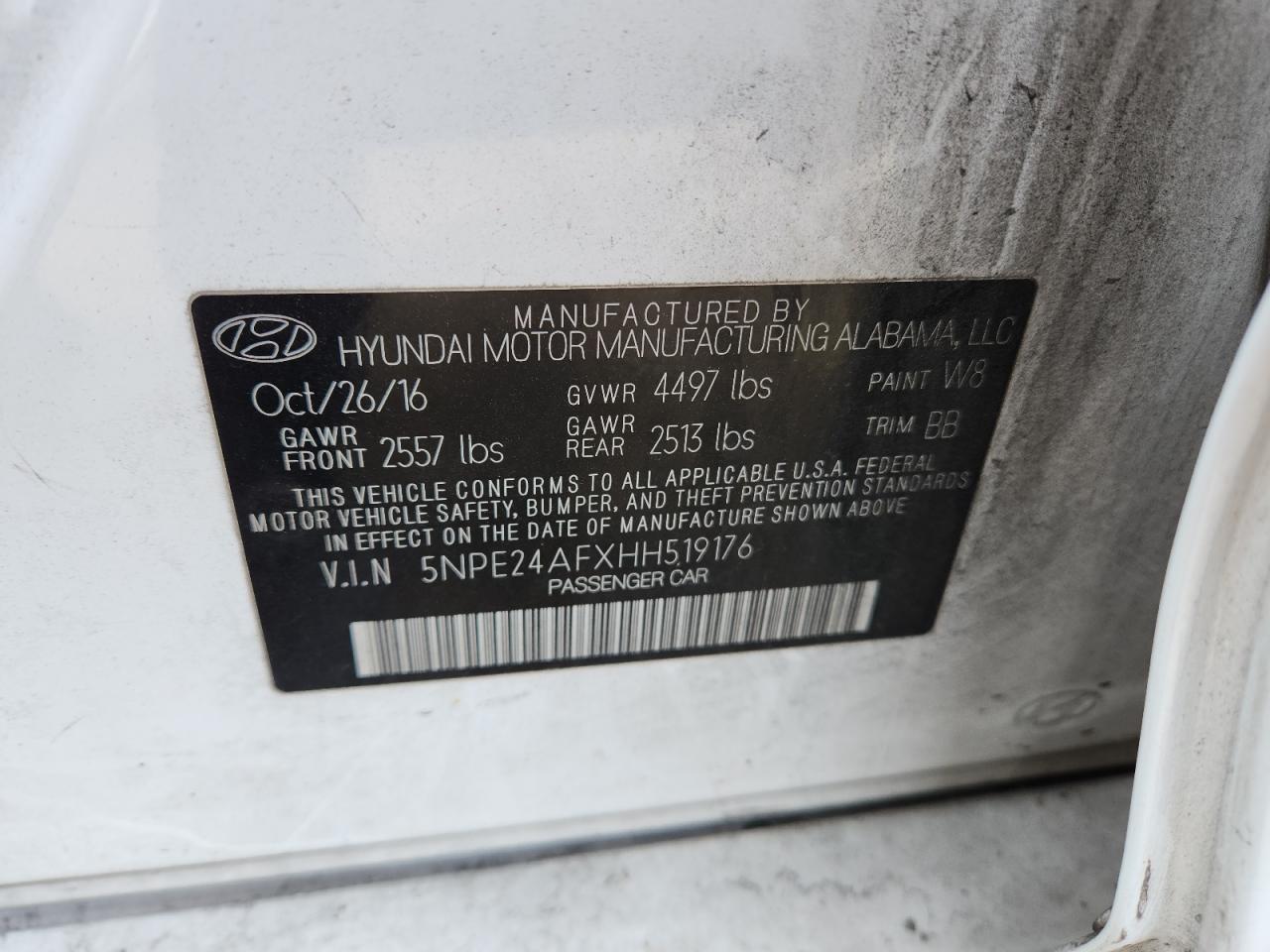 2017 HYUNDAI SONATA