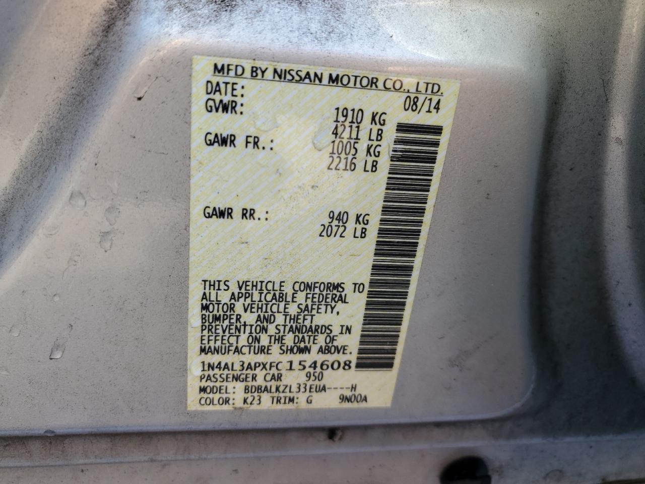 2015 NISSAN ALTIMA