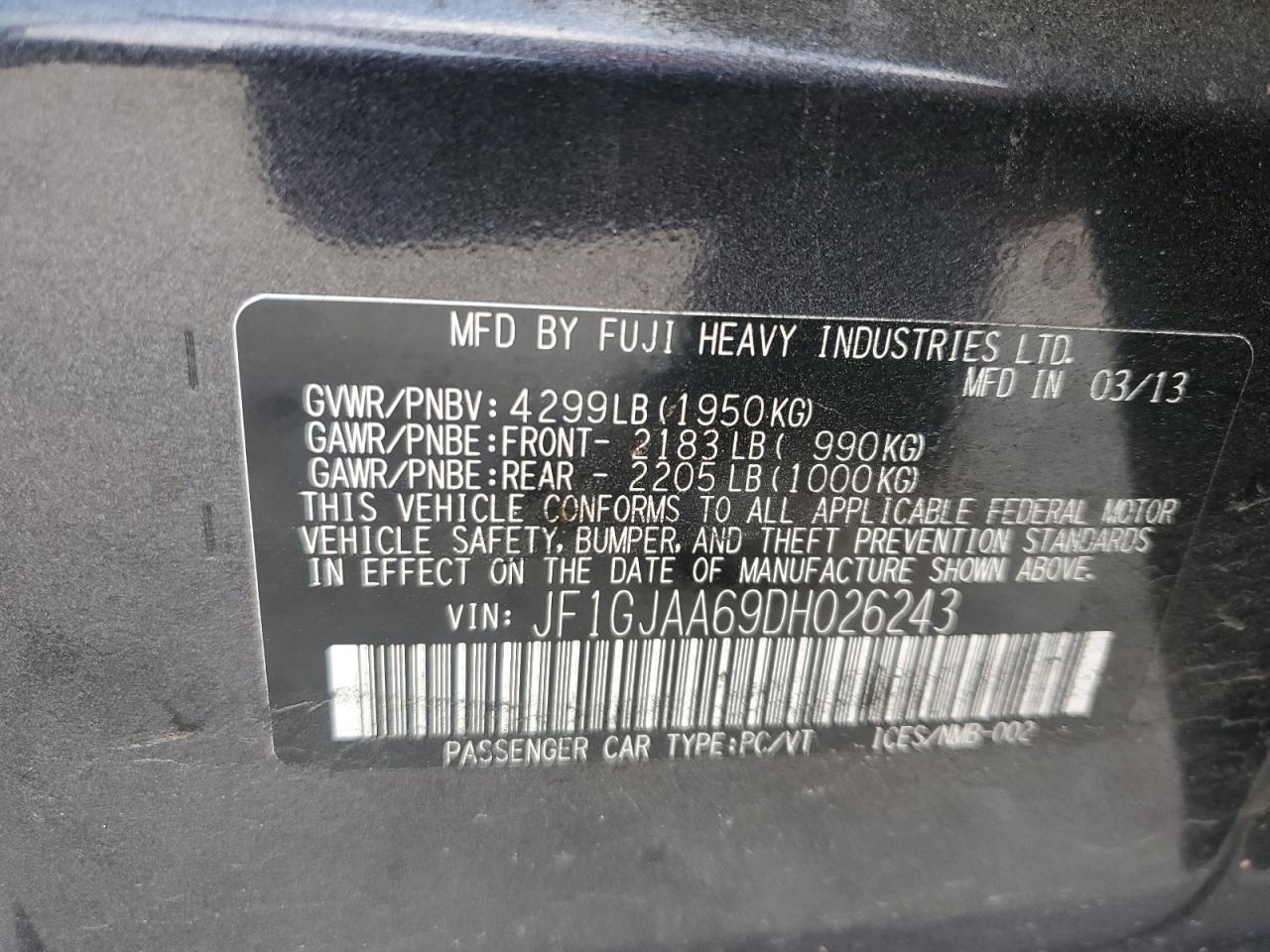 2013 SUBARU IMPREZA