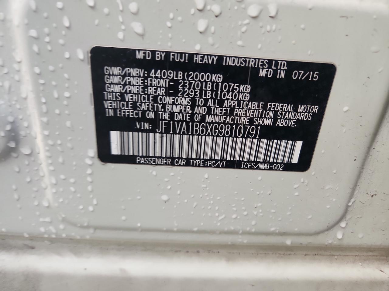 2016 SUBARU WRX