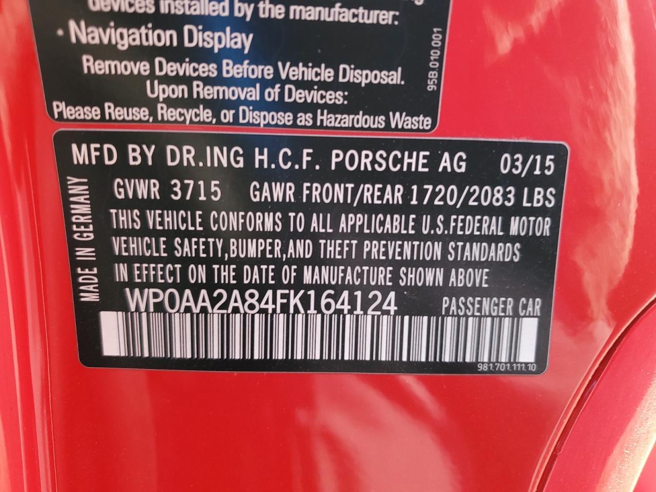 2015 PORSCHE Cayman