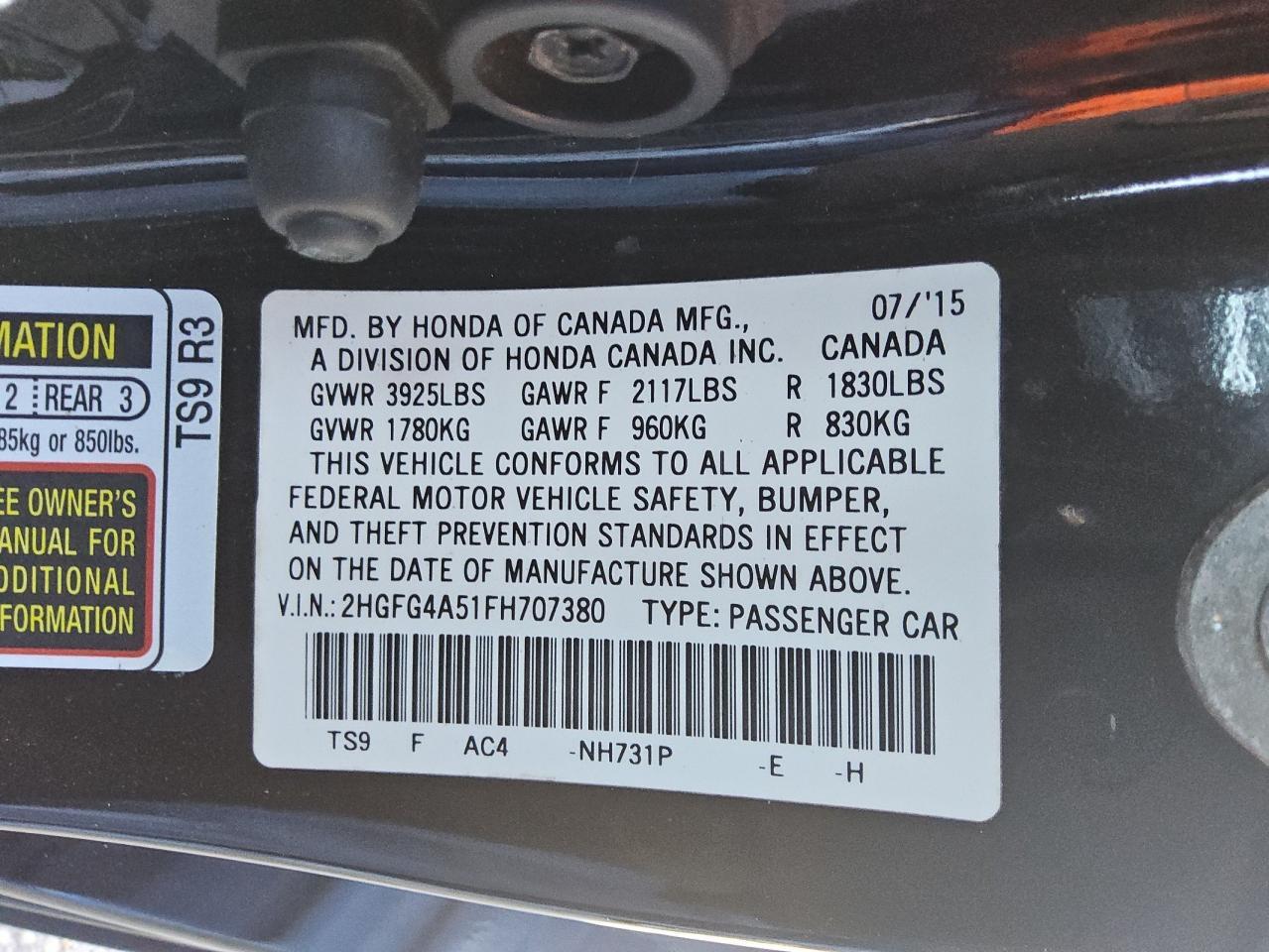 2015 HONDA CIVIC