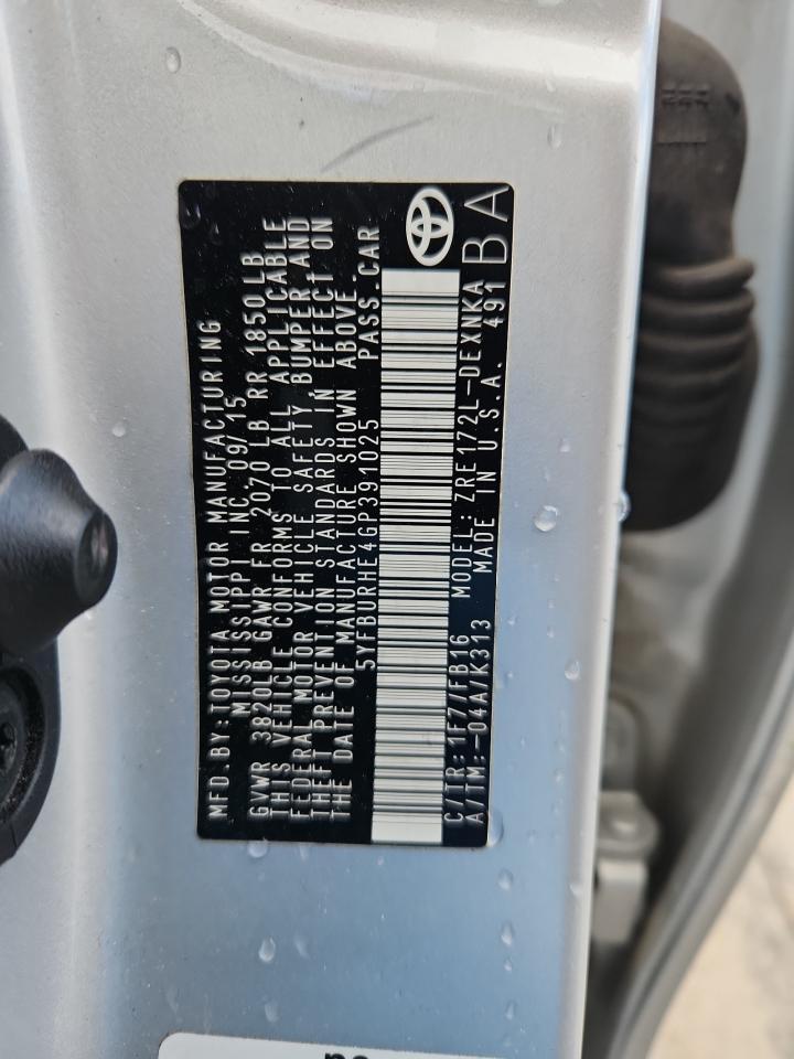 2016 TOYOTA COROLLA
