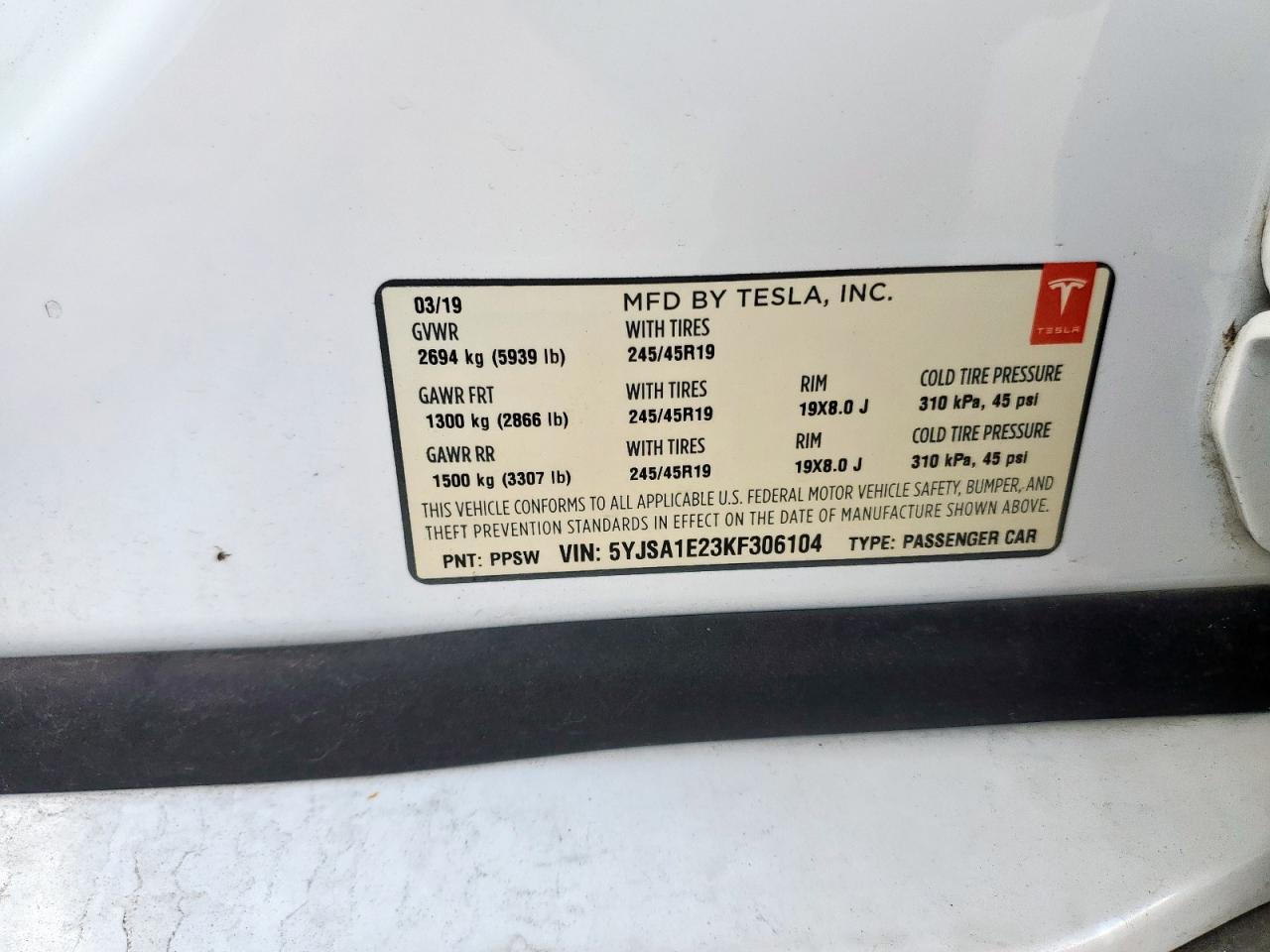 2019 TESLA MODEL S