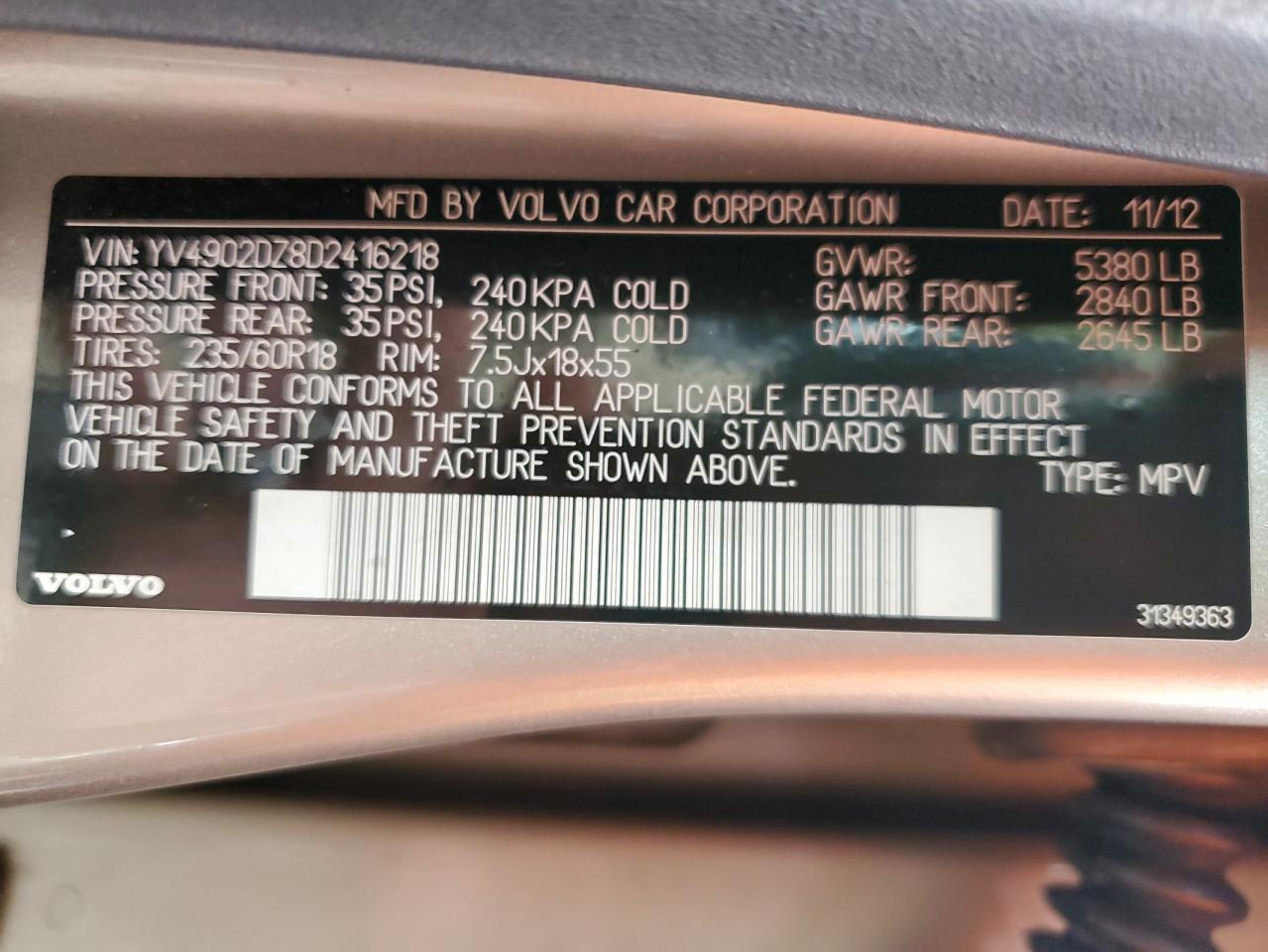 2013 VOLVO XC60