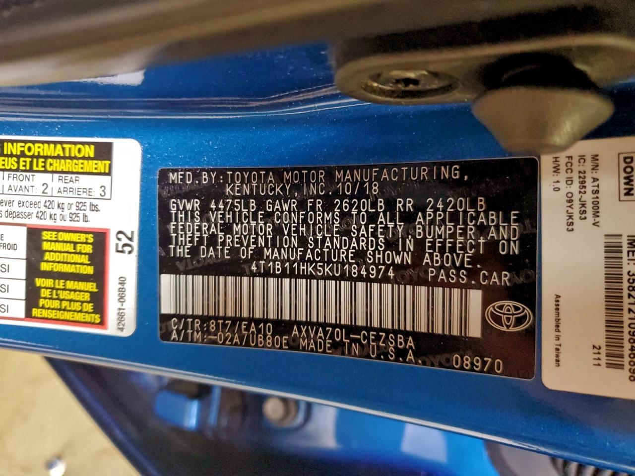 2019 TOYOTA CAMRY