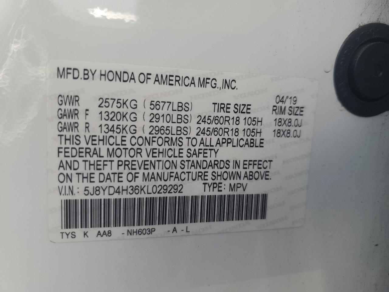 2019 ACURA MDX