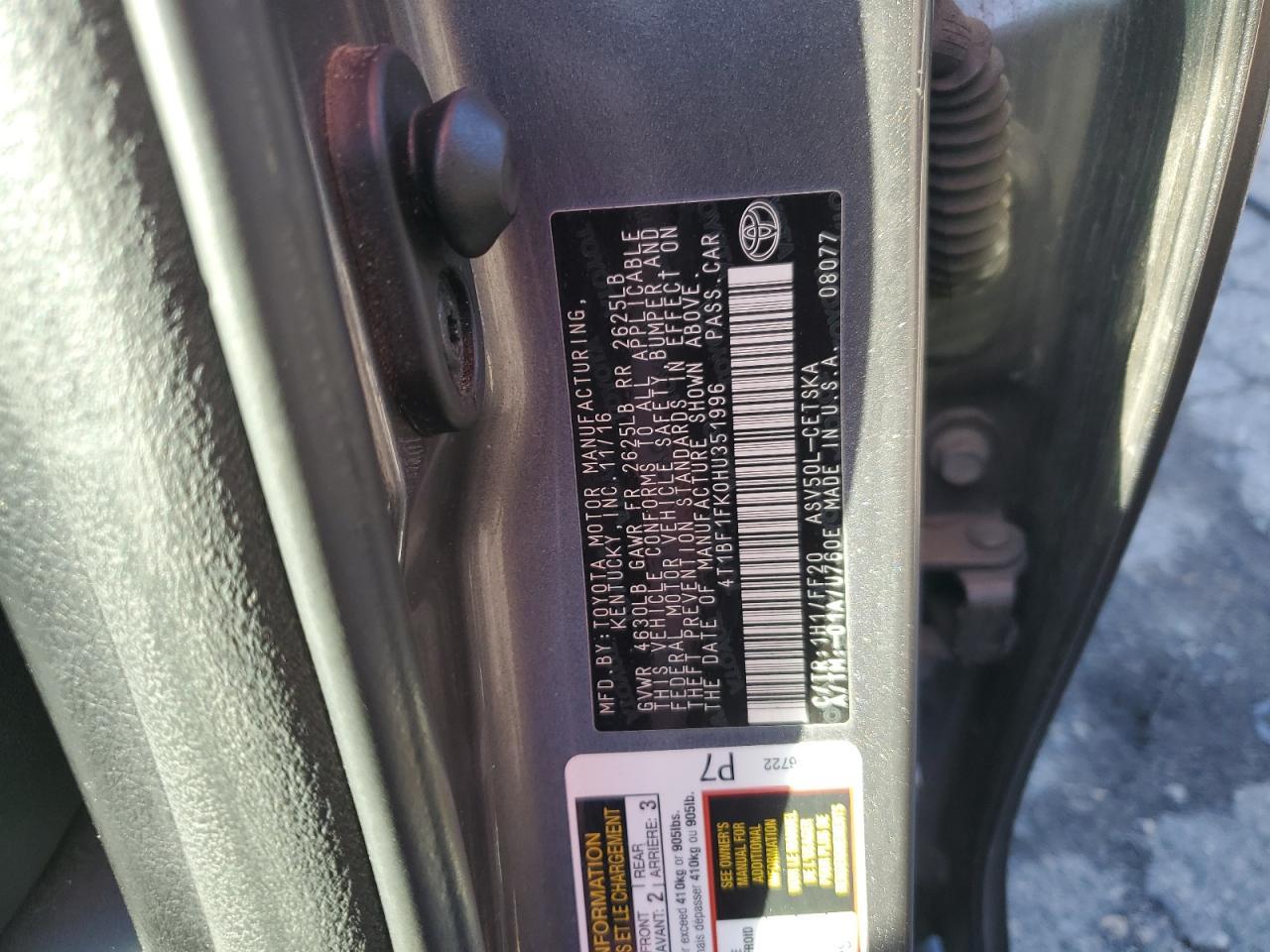 2017 TOYOTA CAMRY