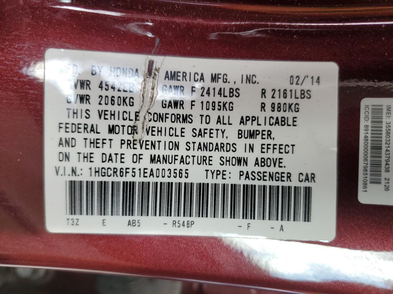 2014 HONDA ACCORD