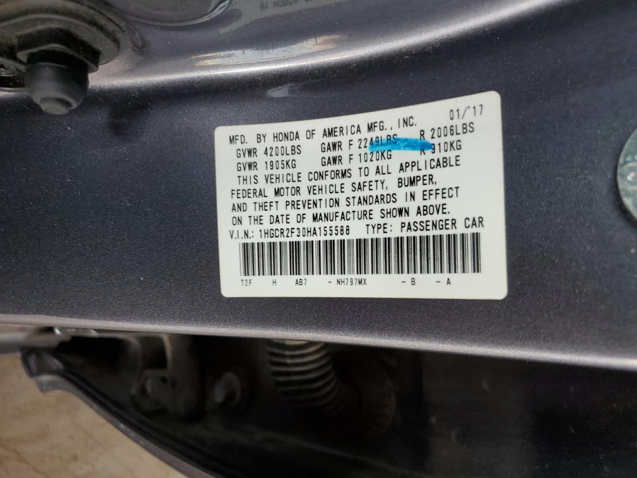 2017 HONDA ACCORD