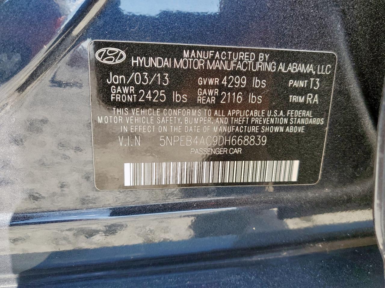 2013 HYUNDAI SONATA