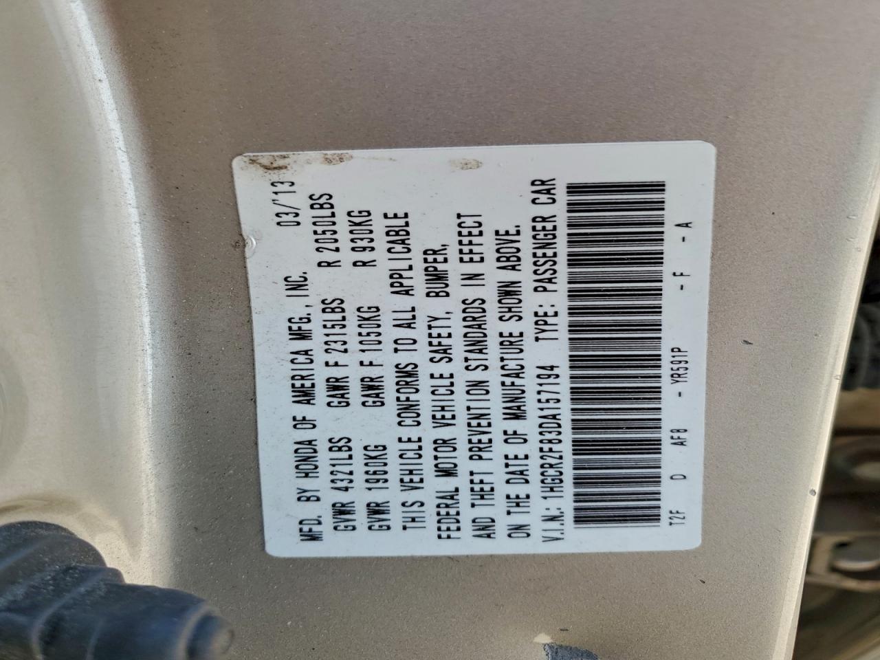 2013 HONDA ACCORD