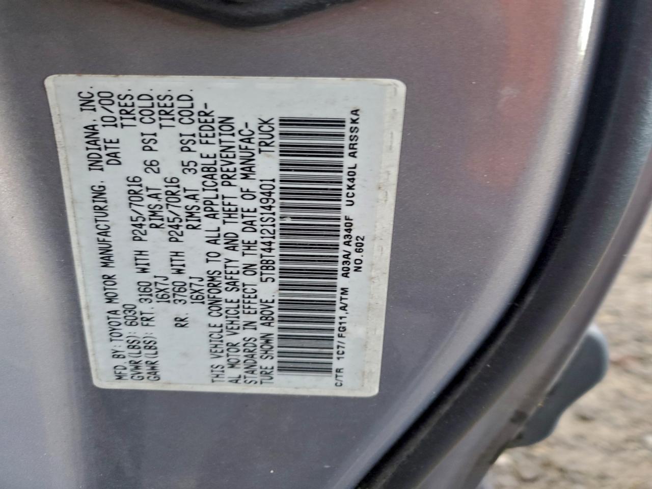 2001 TOYOTA TUNDRA