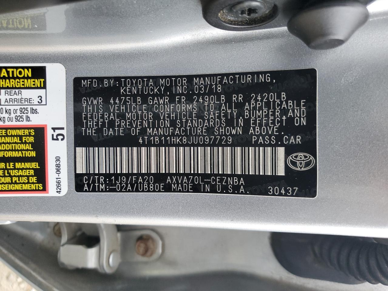 2018 TOYOTA CAMRY