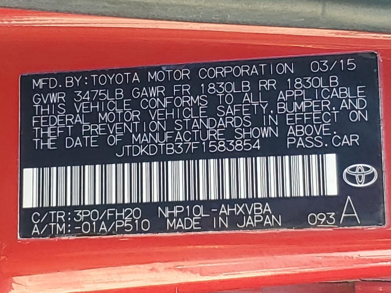 2015 TOYOTA Prius c
