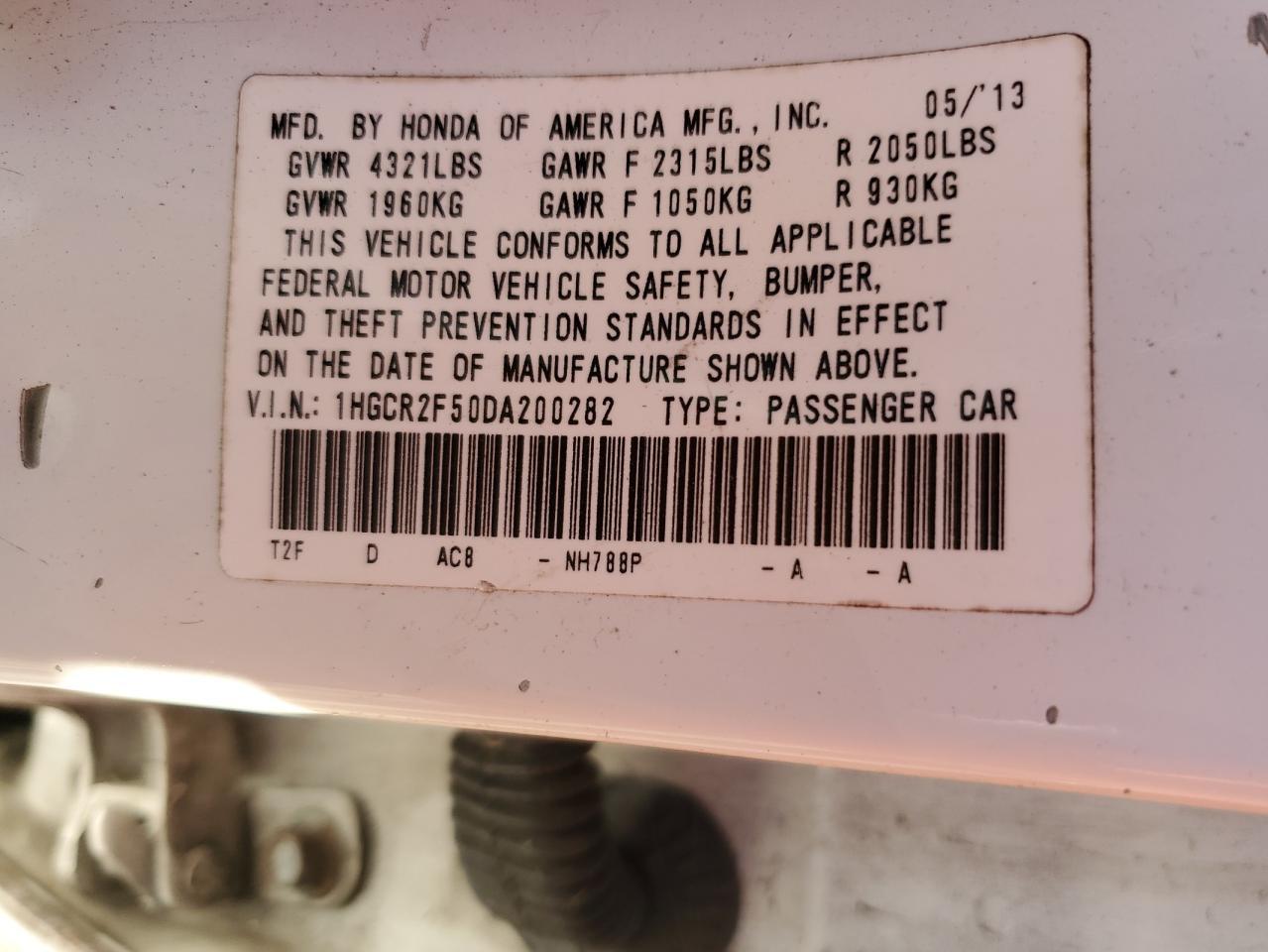 2013 HONDA ACCORD