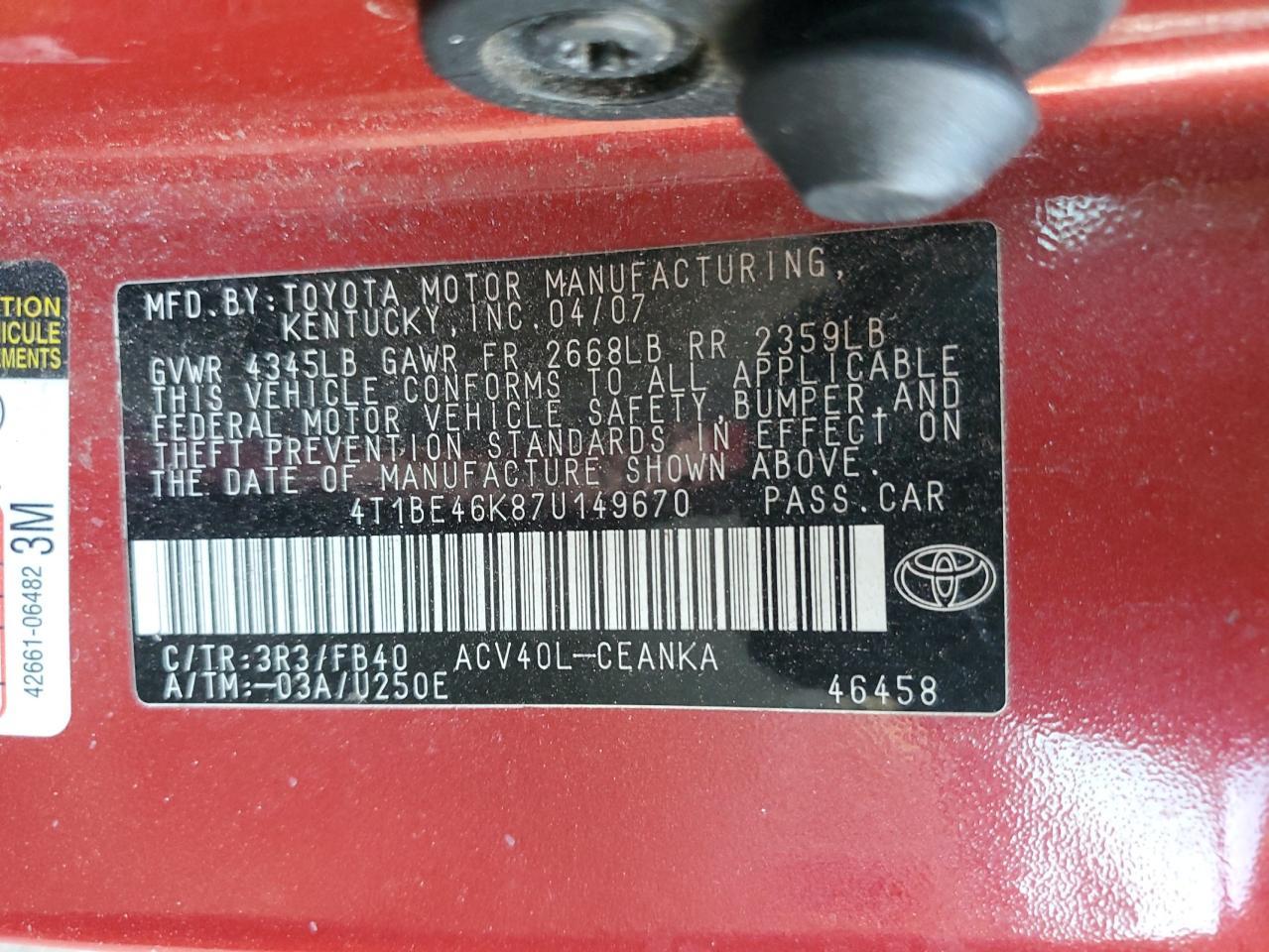 2007 TOYOTA CAMRY