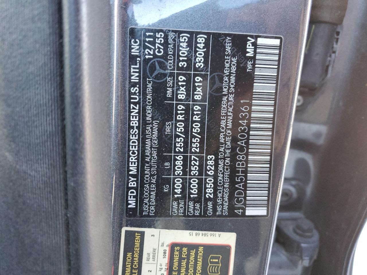 2012 MERCEDES-BENZ ML-Class