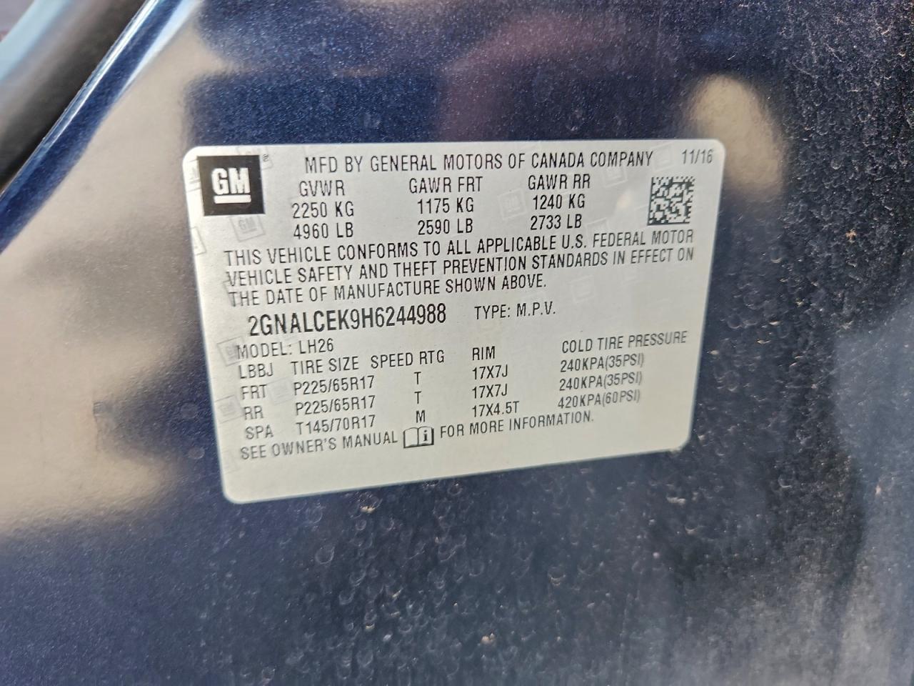 2017 CHEVROLET EQUINOX