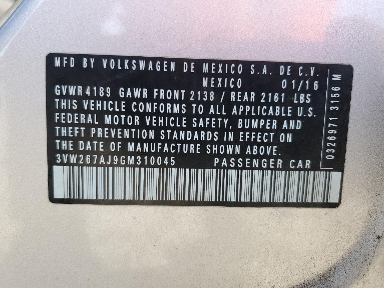 2016 VOLKSWAGEN JETTA