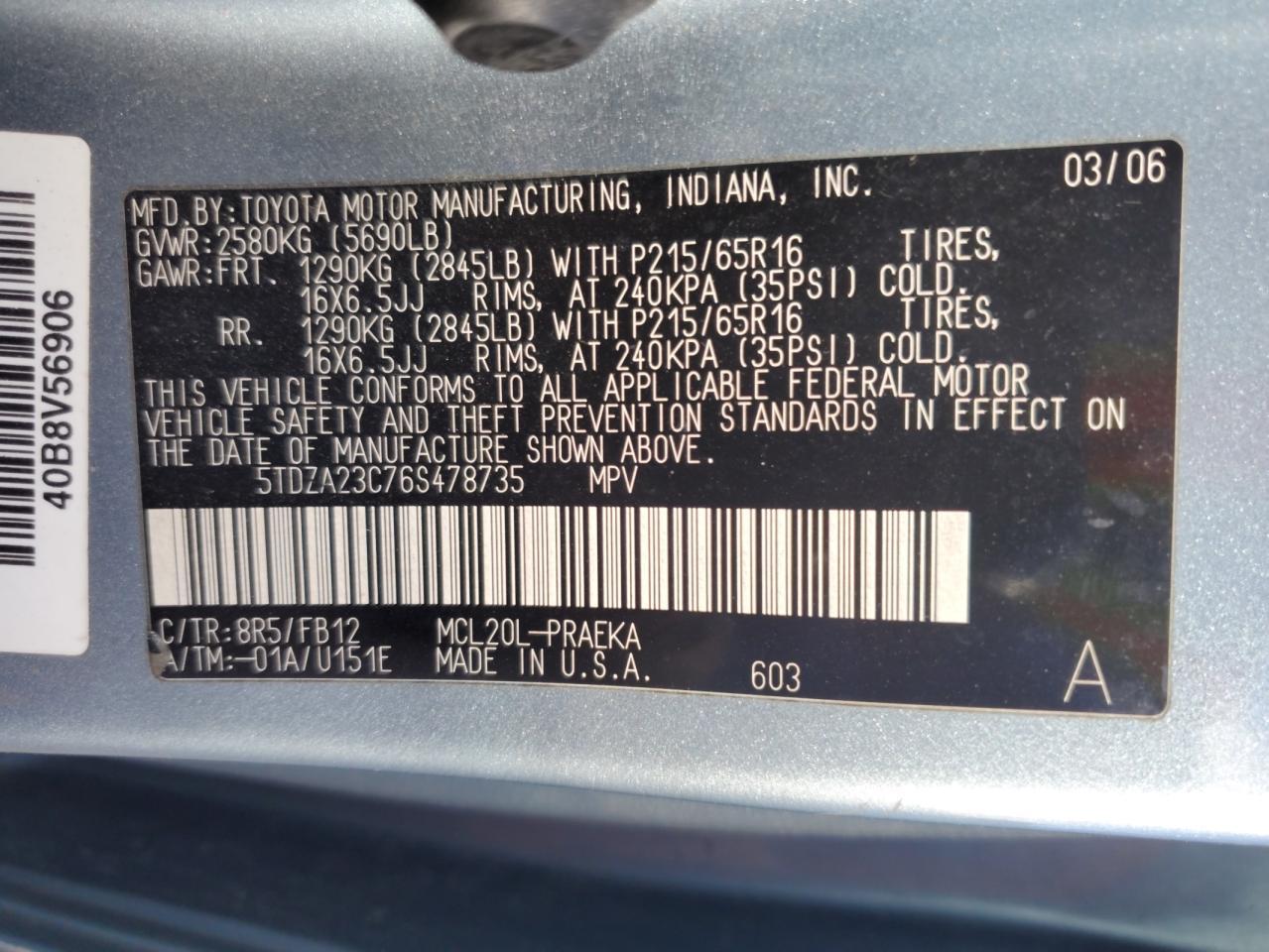 2006 TOYOTA SIENNA