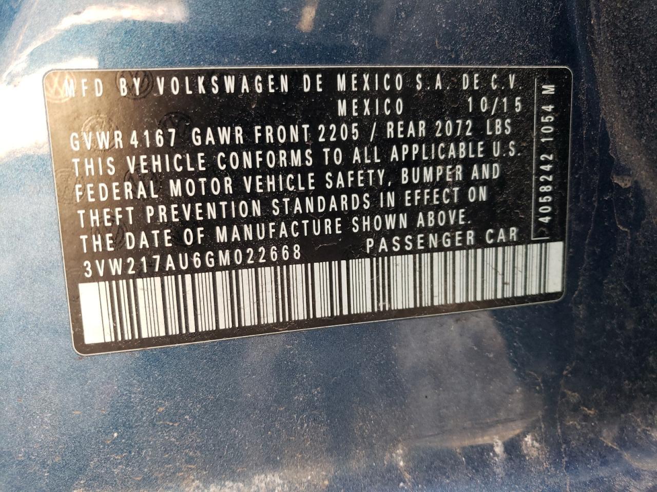 2016 VOLKSWAGEN GOLF