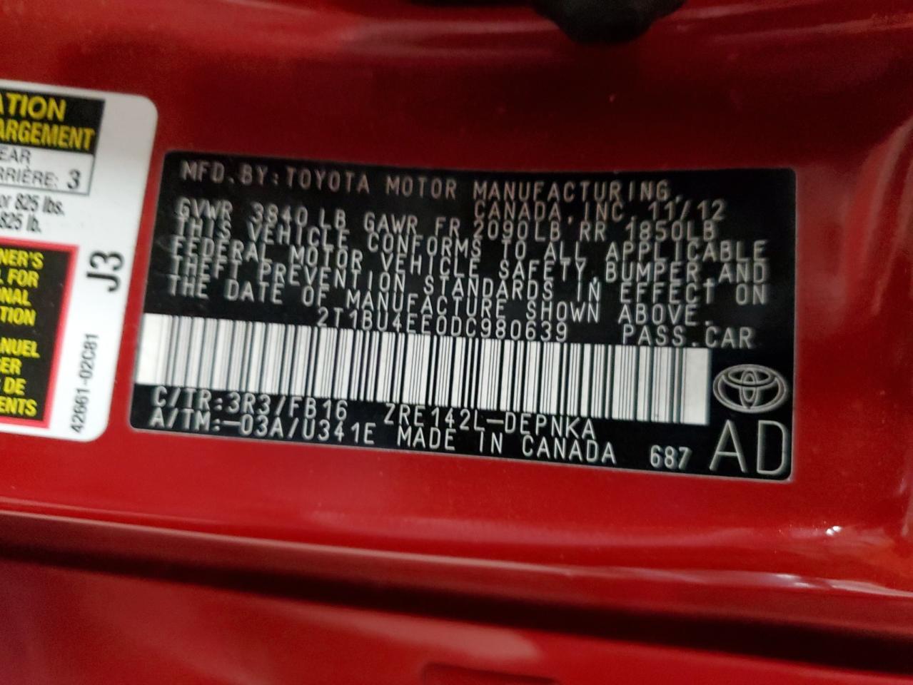 2013 TOYOTA COROLLA