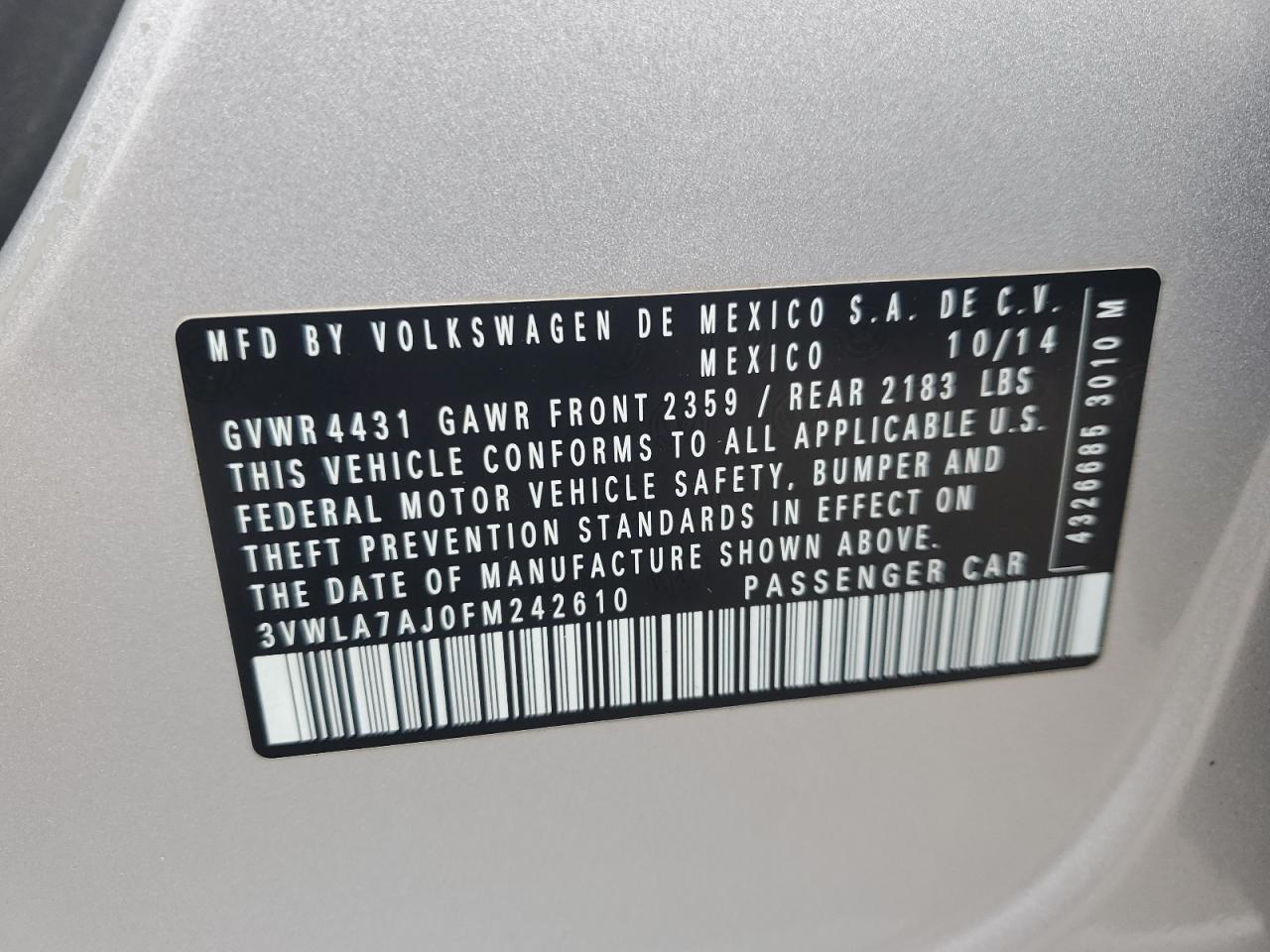 2015 VOLKSWAGEN JETTA