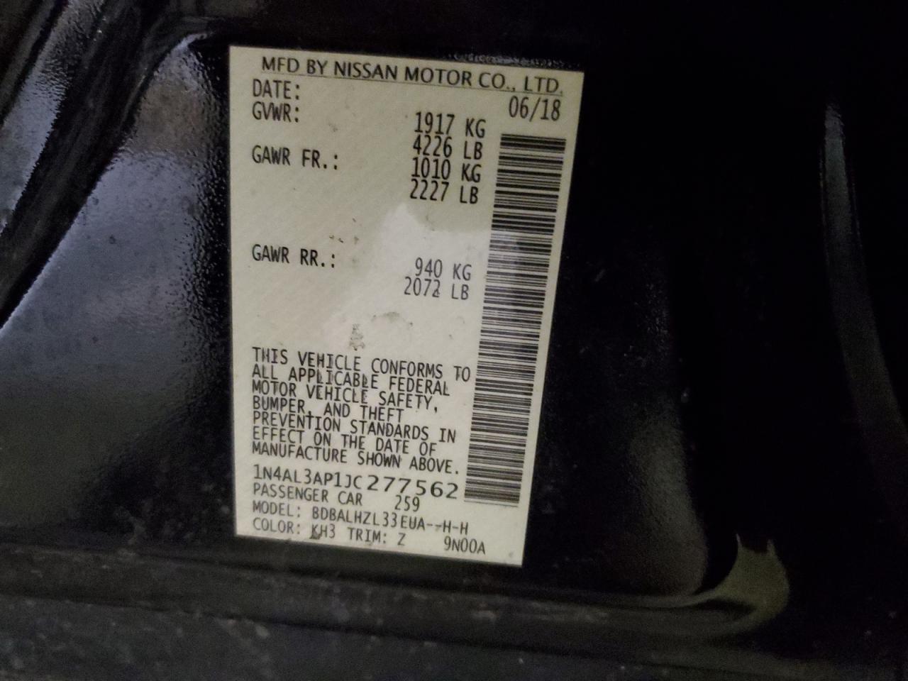 2018 NISSAN ALTIMA