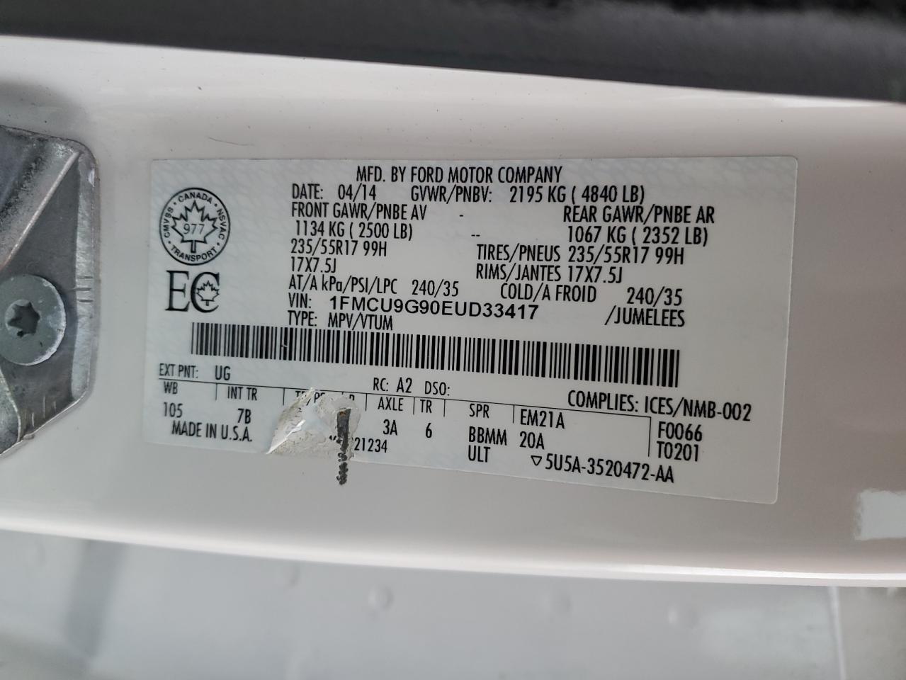 2014 FORD ESCAPE