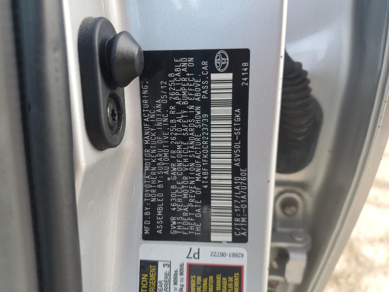 2012 TOYOTA CAMRY