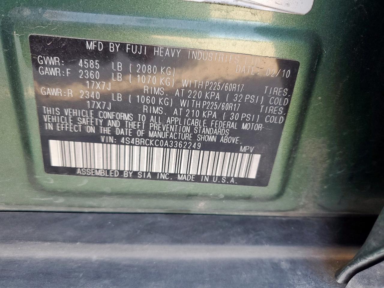 2010 SUBARU Outback