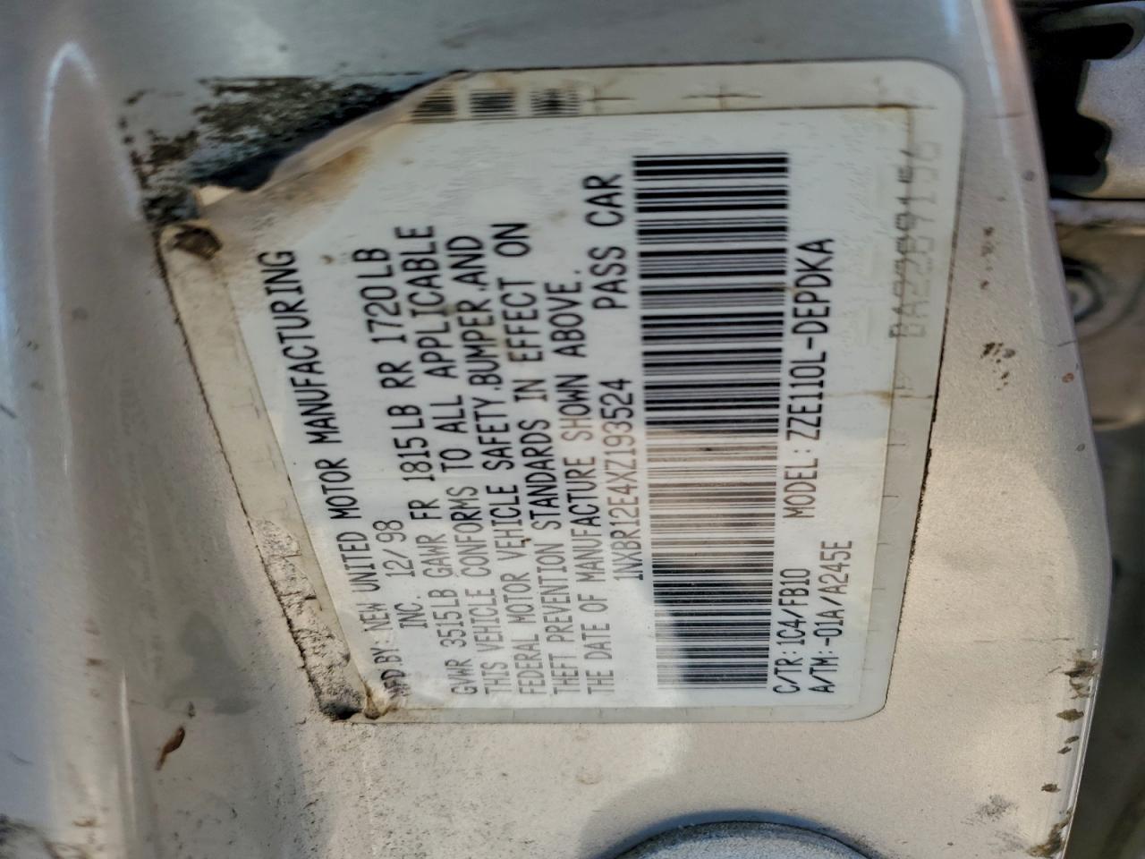 1999 TOYOTA COROLLA