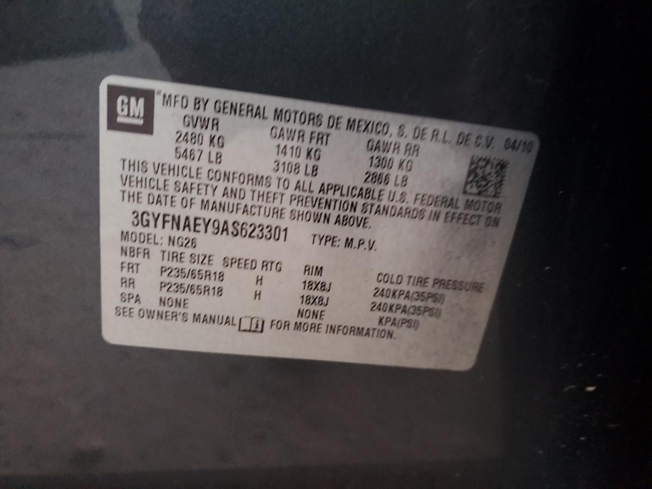 2010 CADILLAC SRX