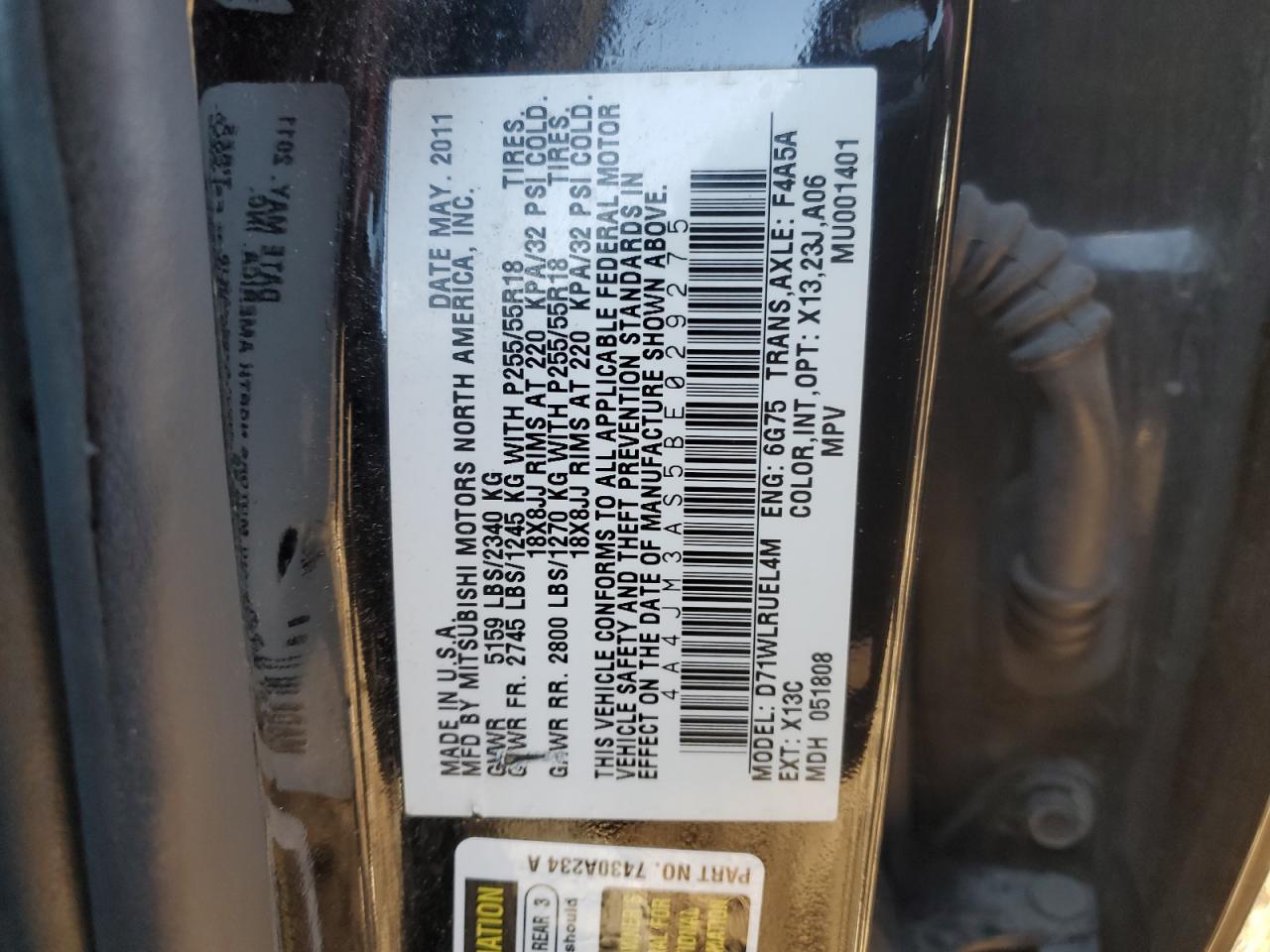 2011 MITSUBISHI Endeavor