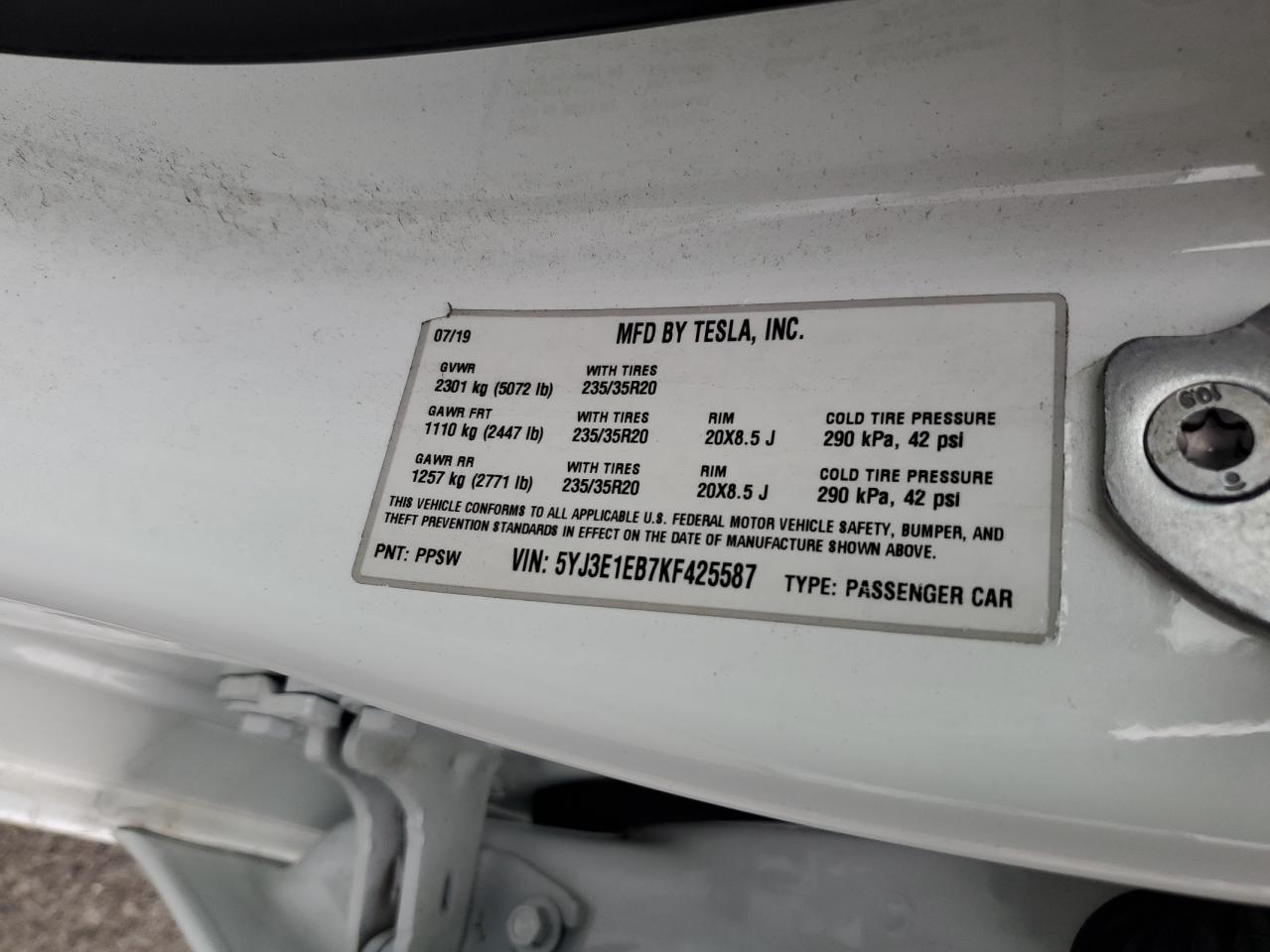 2019 TESLA MODEL 3