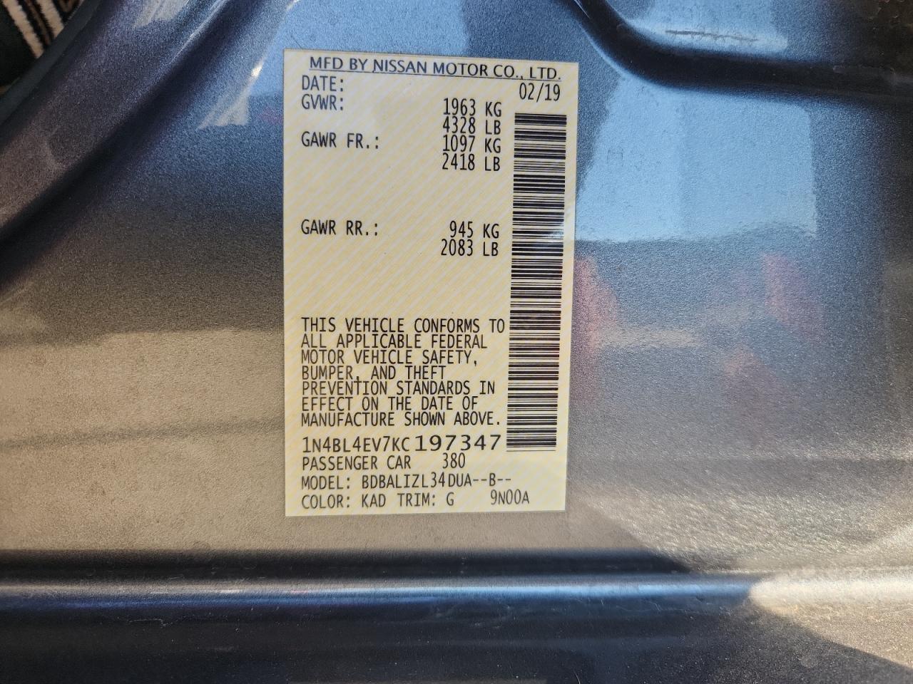 2019 NISSAN ALTIMA