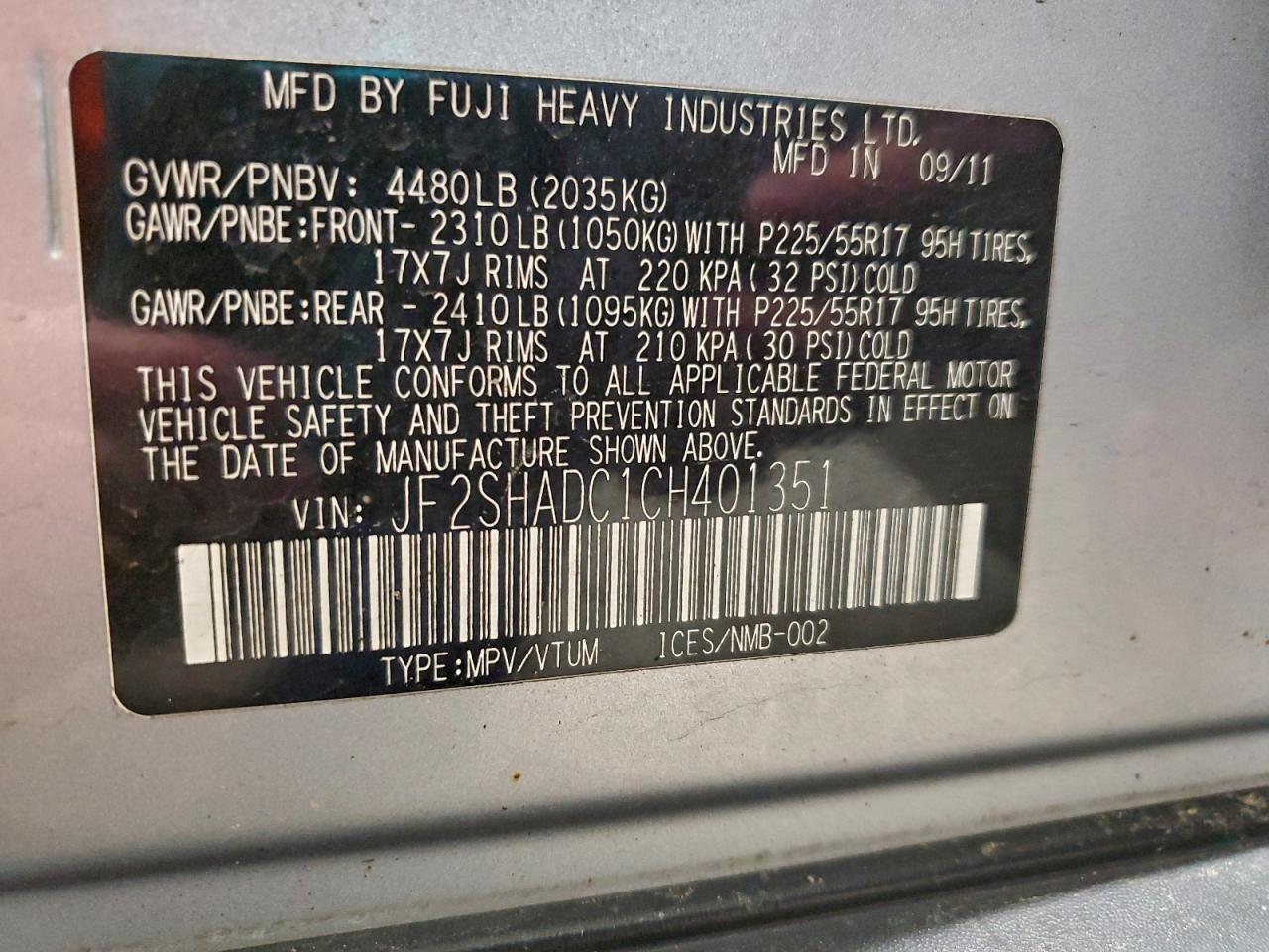 2012 SUBARU FORESTER