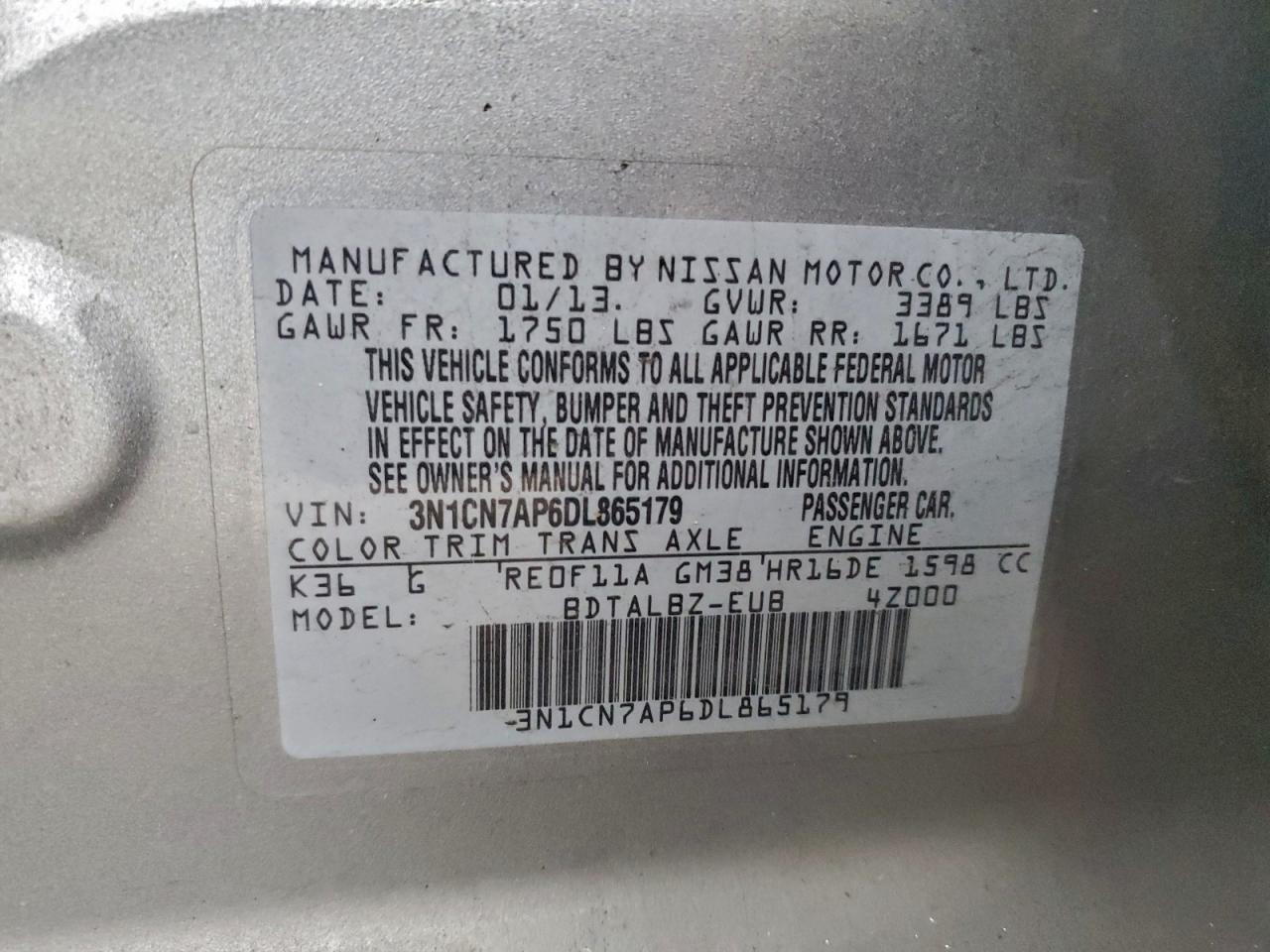 2013 NISSAN VERSA