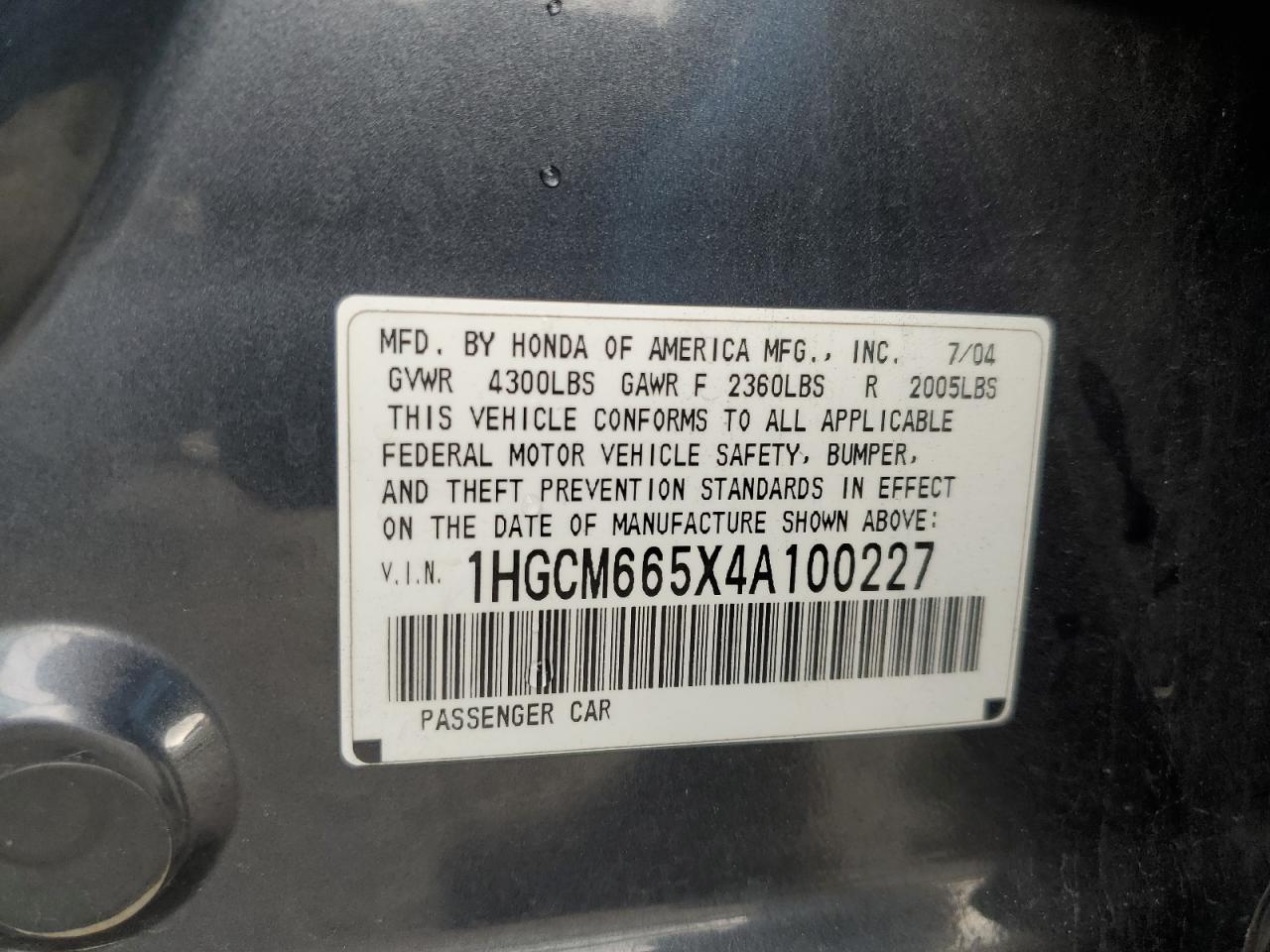2004 HONDA ACCORD