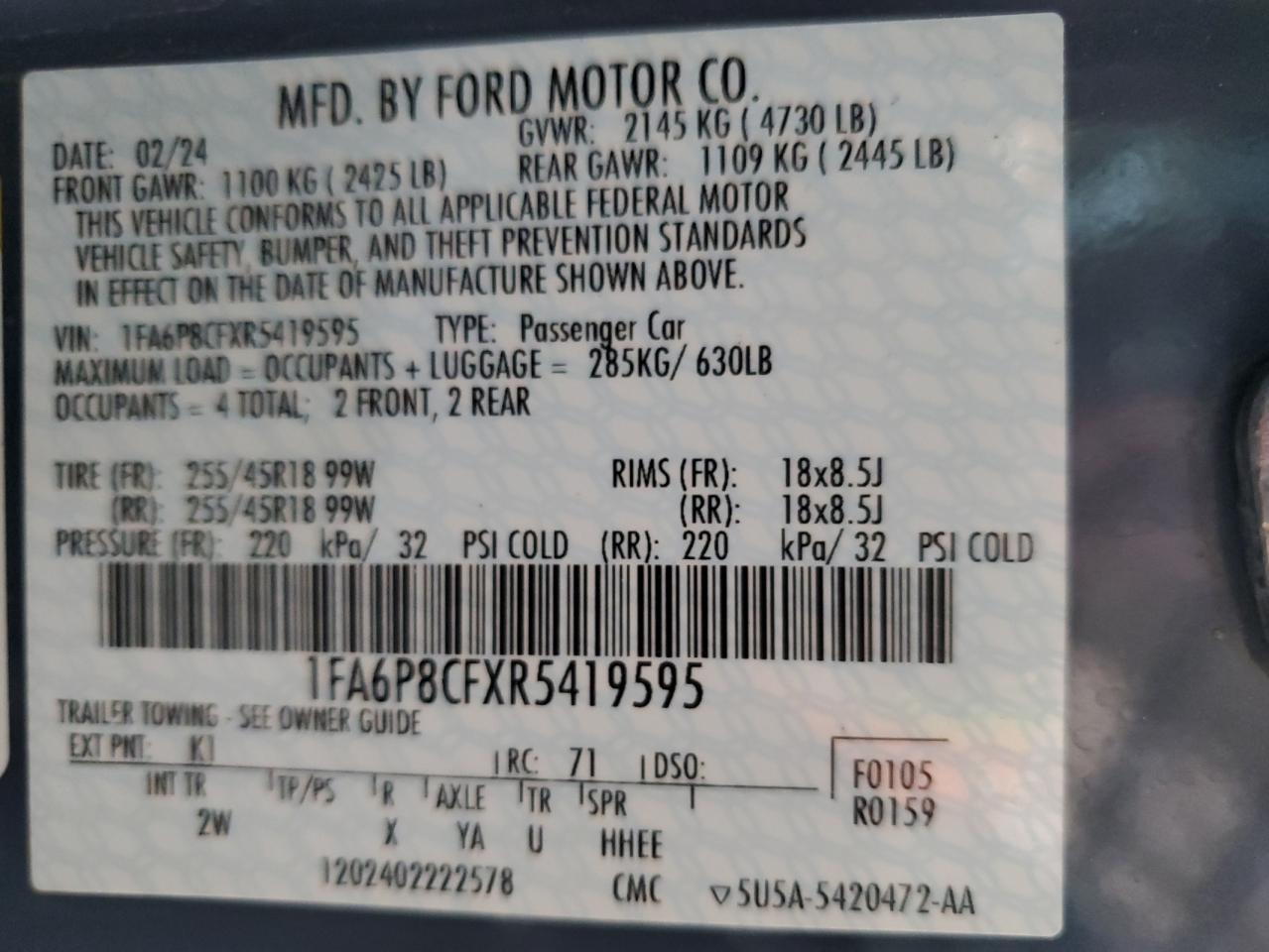 2024 FORD MUSTANG