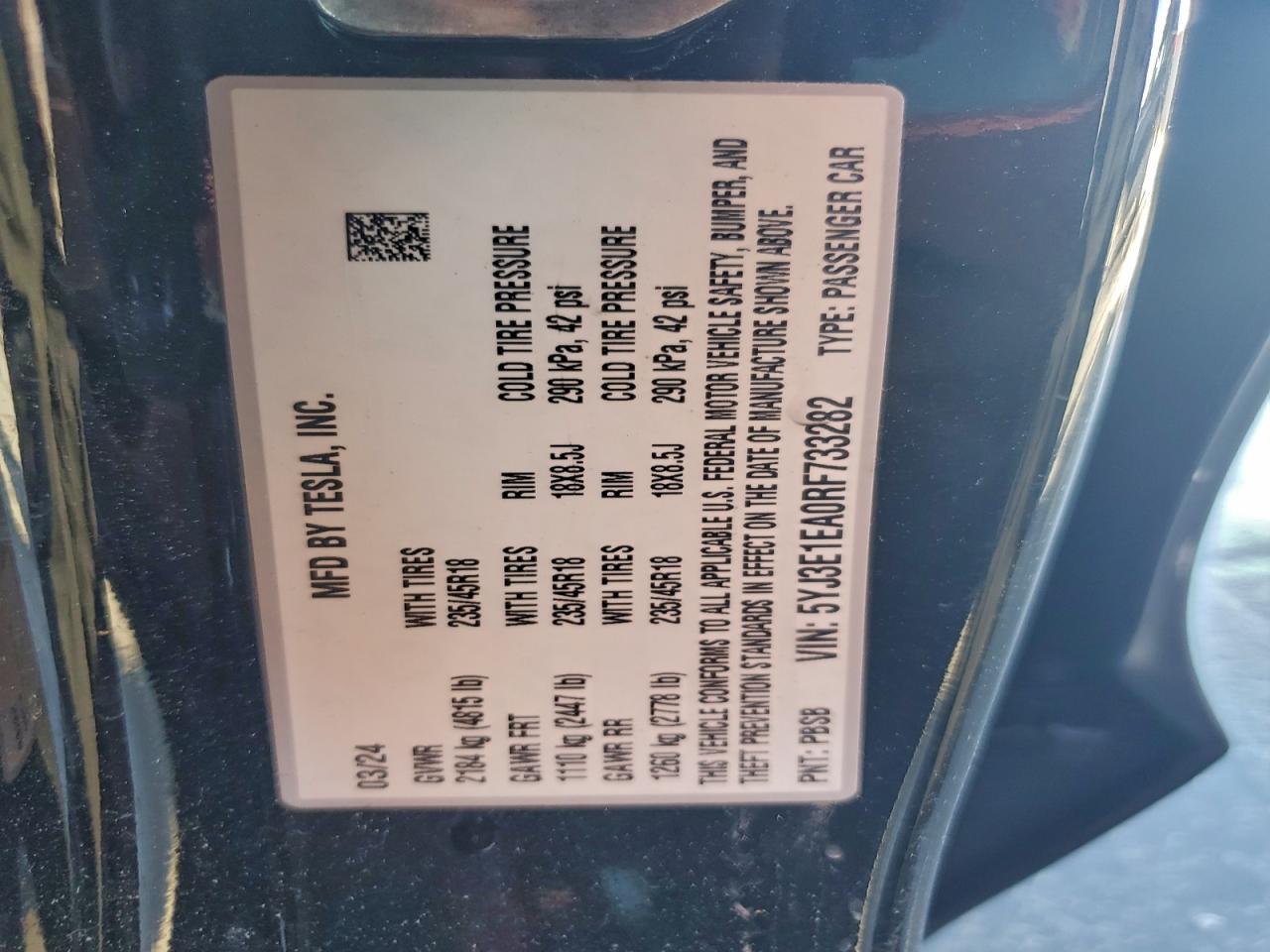2024 TESLA MODEL 3