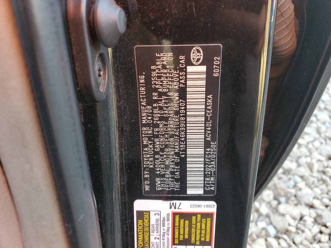 2009 TOYOTA CAMRY