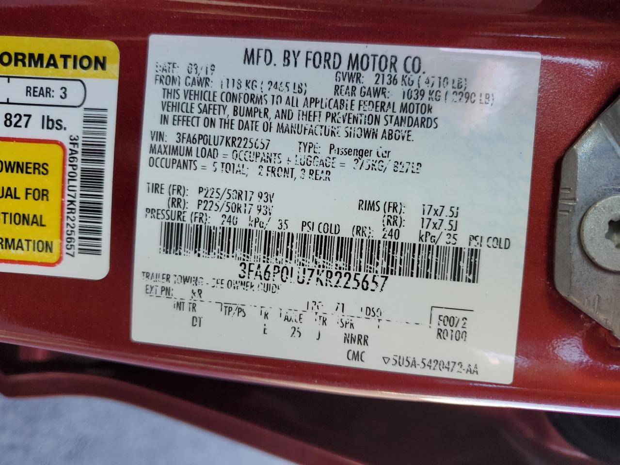 2019 FORD FUSION