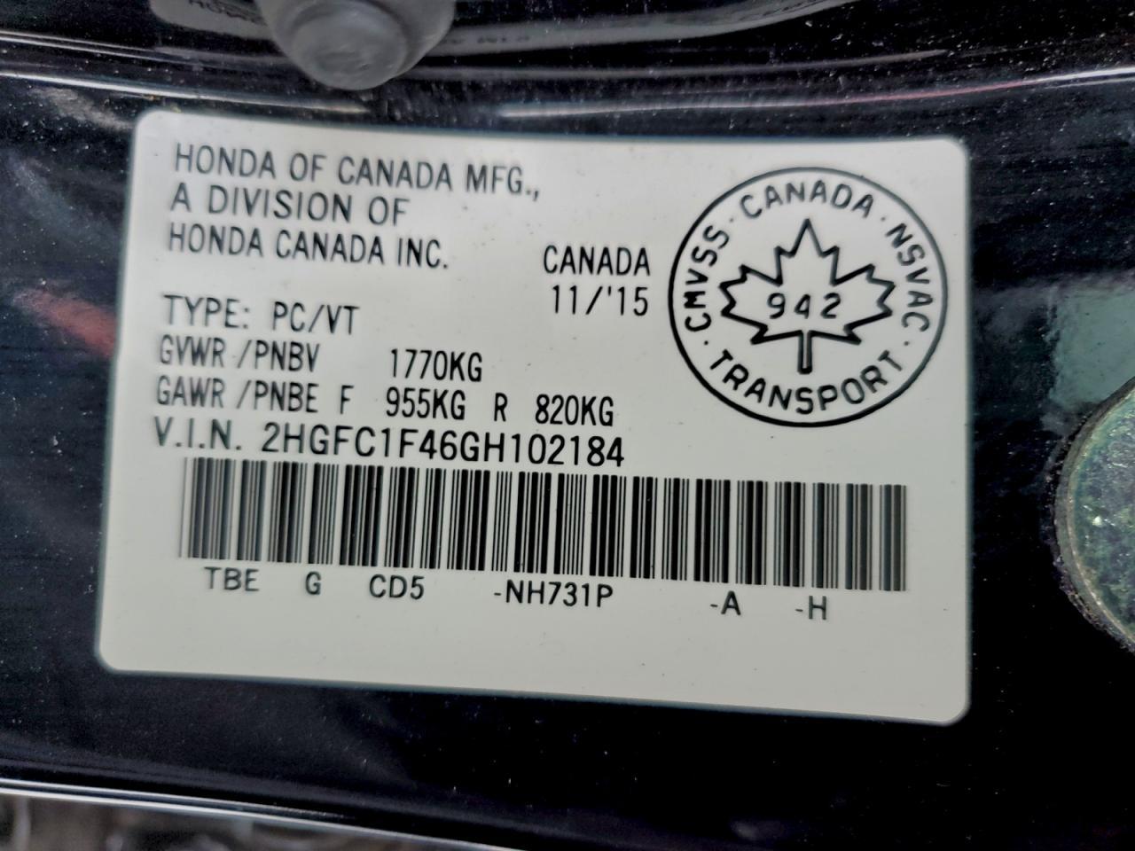 2016 HONDA CIVIC