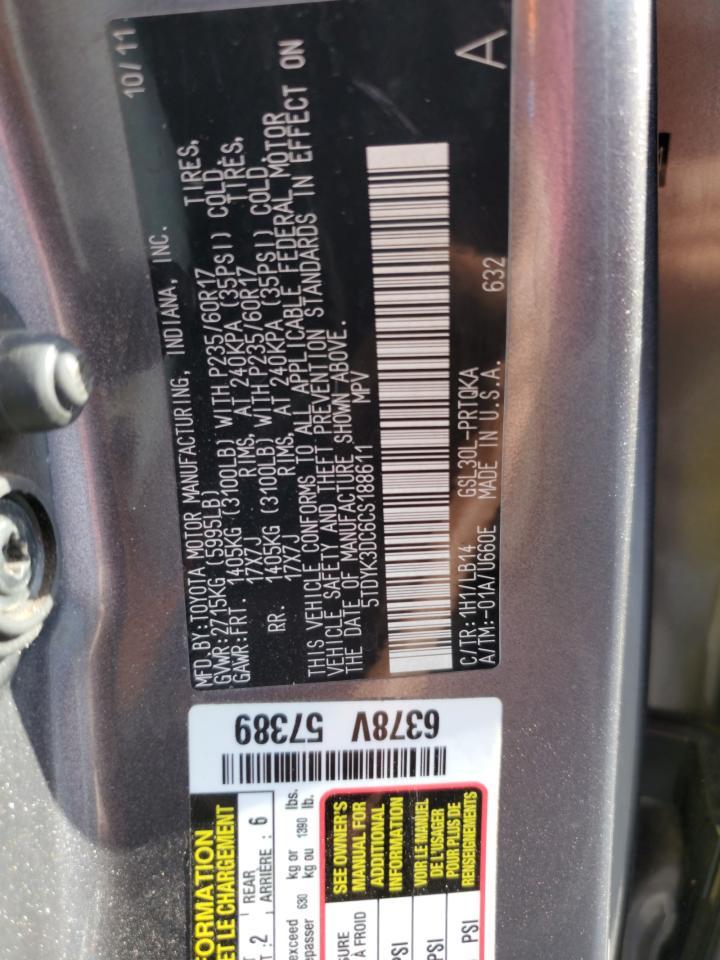 2012 TOYOTA SIENNA