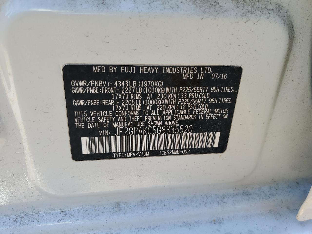 2016 SUBARU Crosstrek